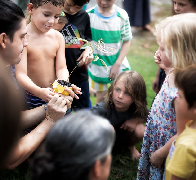 Children planting in the garden