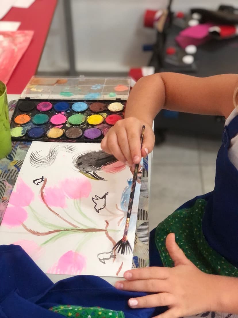 Close-up of watercolor bird painting
